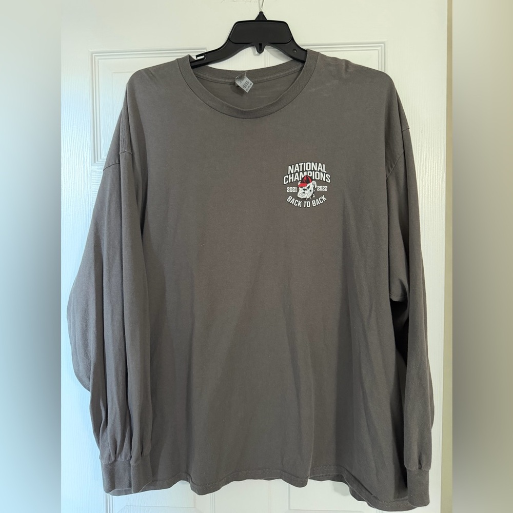 Georgia Bulldogs National Champions Gray Long Sleeve Shirt-Size 3XL